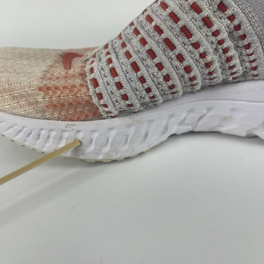 Nike React Phantom Run Flyknit 2 Shoes Womens 9.5 M White Orange Running Sneaker